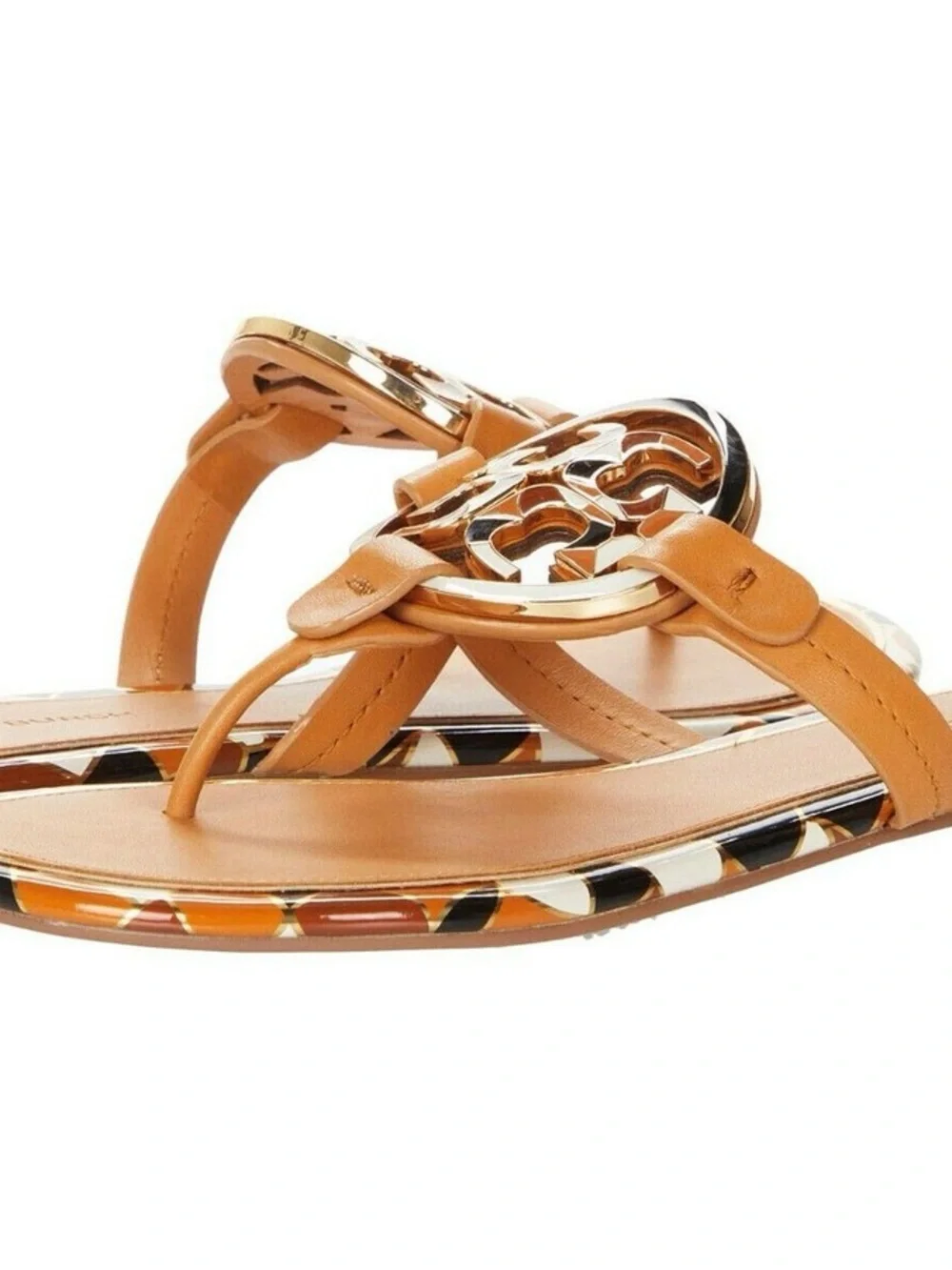 Tory Burch Enamel Miller VegLeather Logo Medallion Thong Sandals